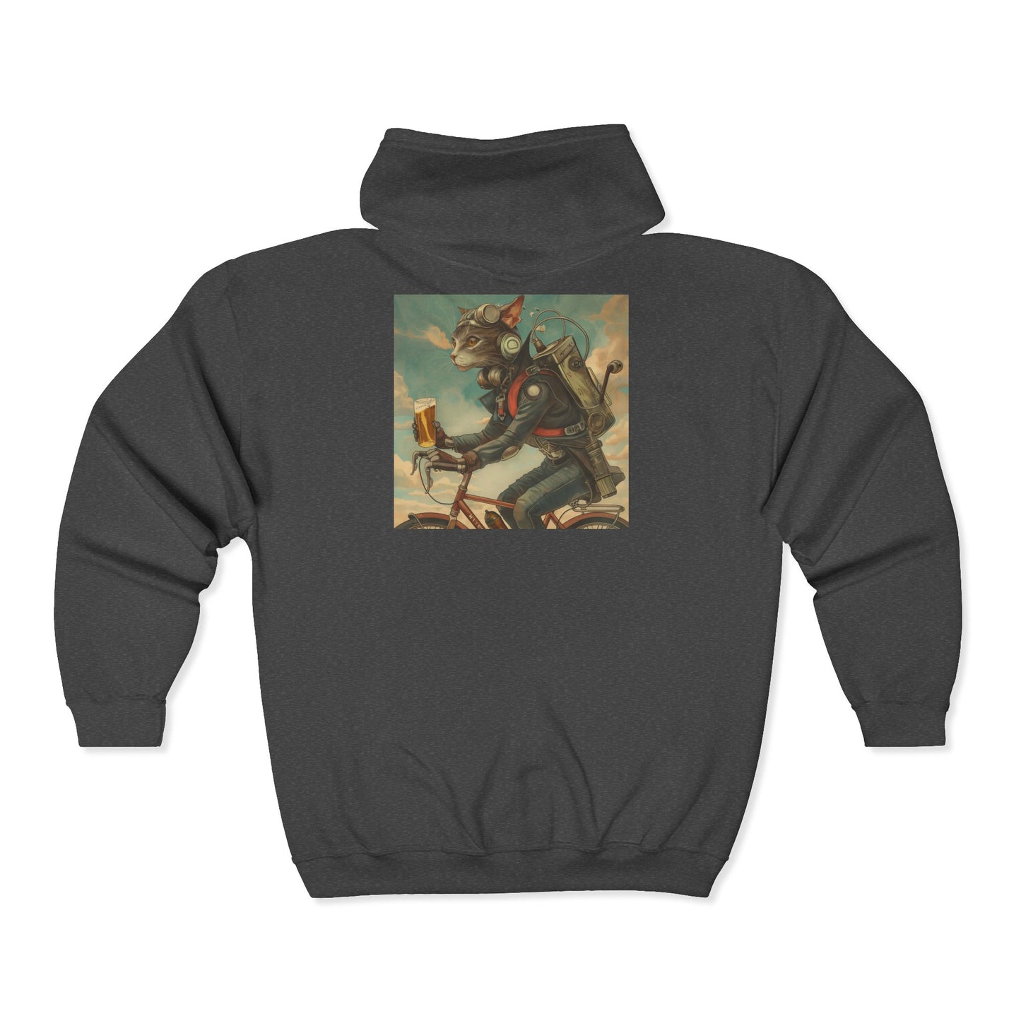 Cat Robot Bike Unisex Heavy Blend Full Zip Hooded Sweatshirt