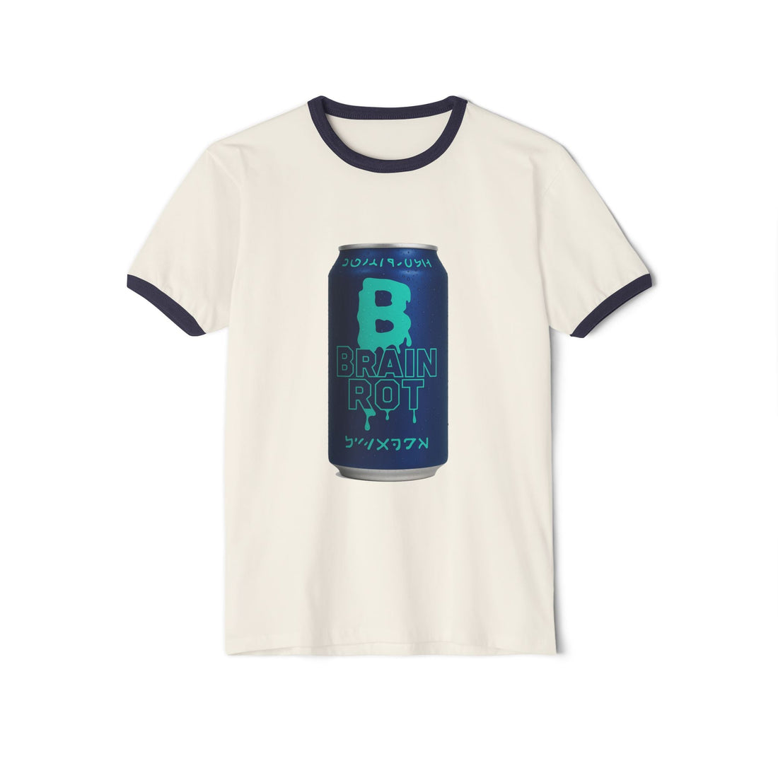 Brain Rot Ringer T-Shirt with retro soda can graphic design