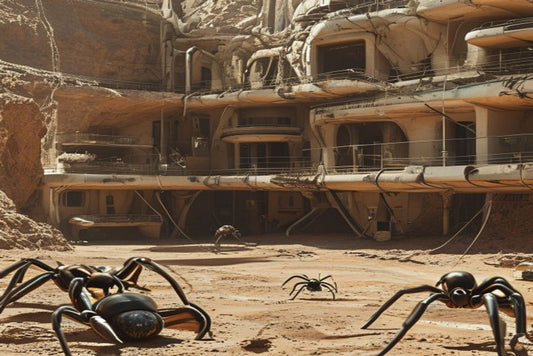 Martian habitat maintained by autonomous spiders.