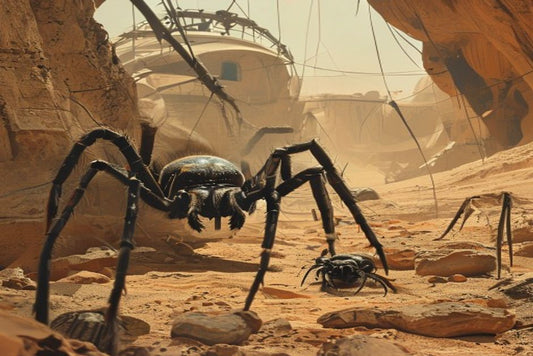 Martian habitat being reconfigured by spiders.