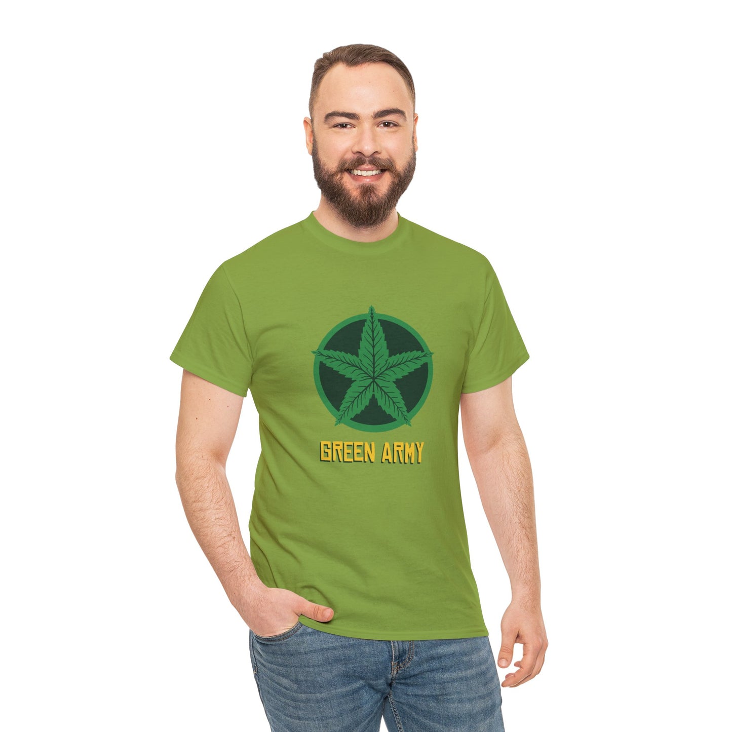 Green Army Star Logo Unisex Heavy Cotton Tee