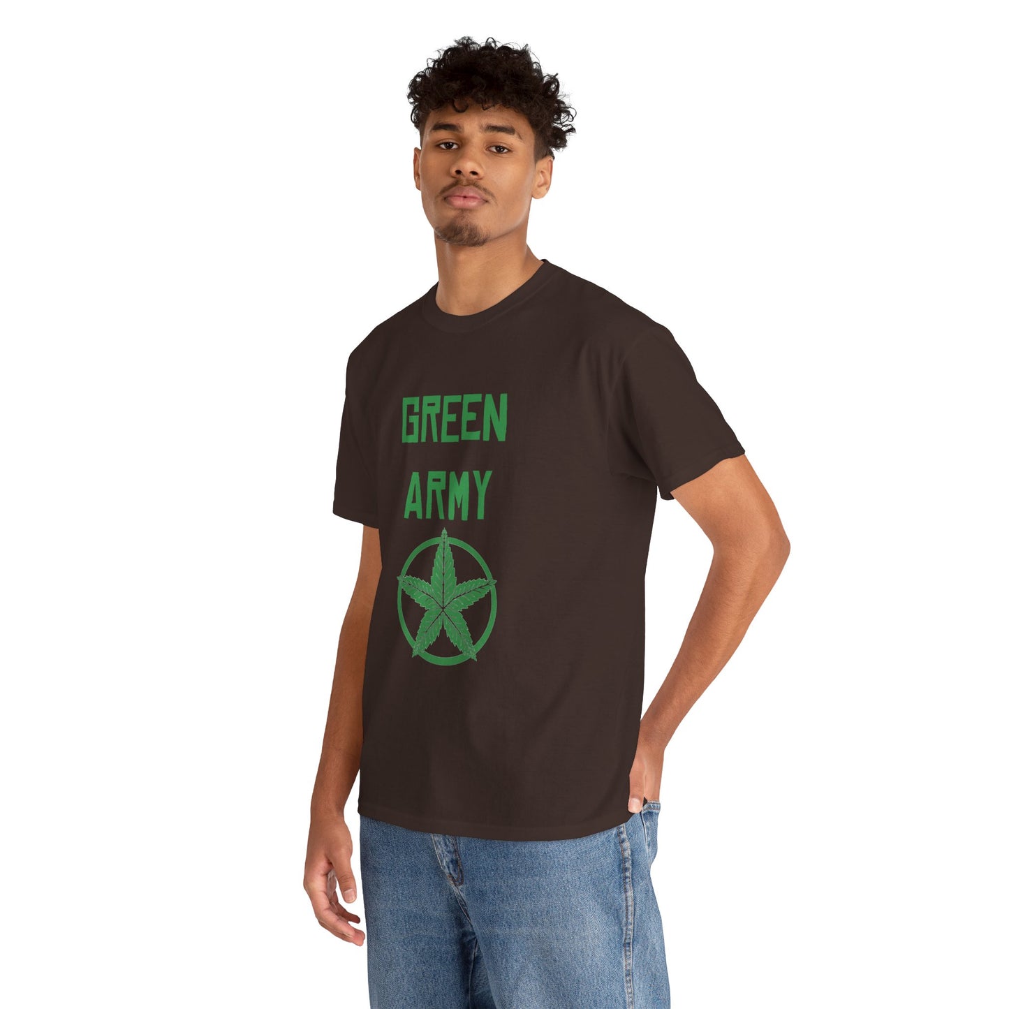 Green Army Star Leaf Unisex Heavy Cotton Tee