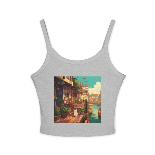 Studio Ghibli Style Cat Women's Spaghetti Strap Tank Top