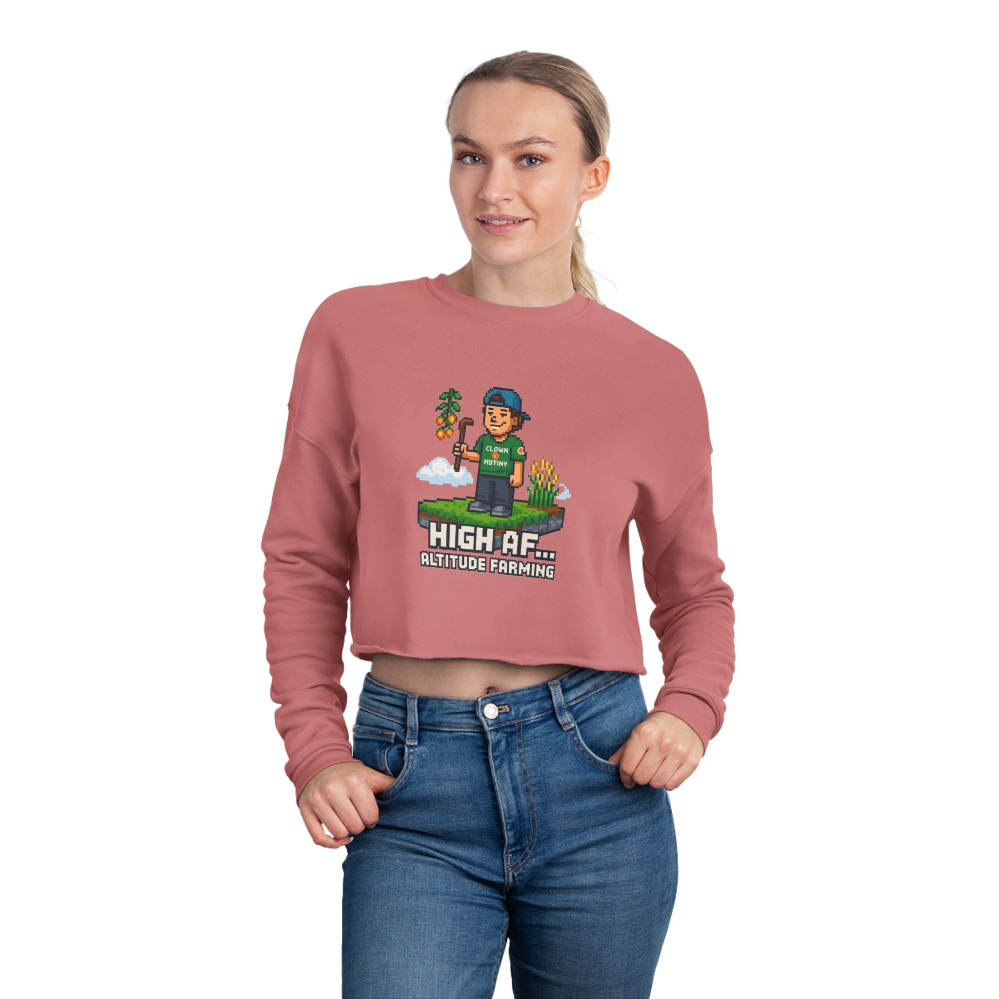 High AF Altitude Farming Women's Cropped Sweatshirt - Trendy Casual Wear for Eco-Conscious Lifestyle