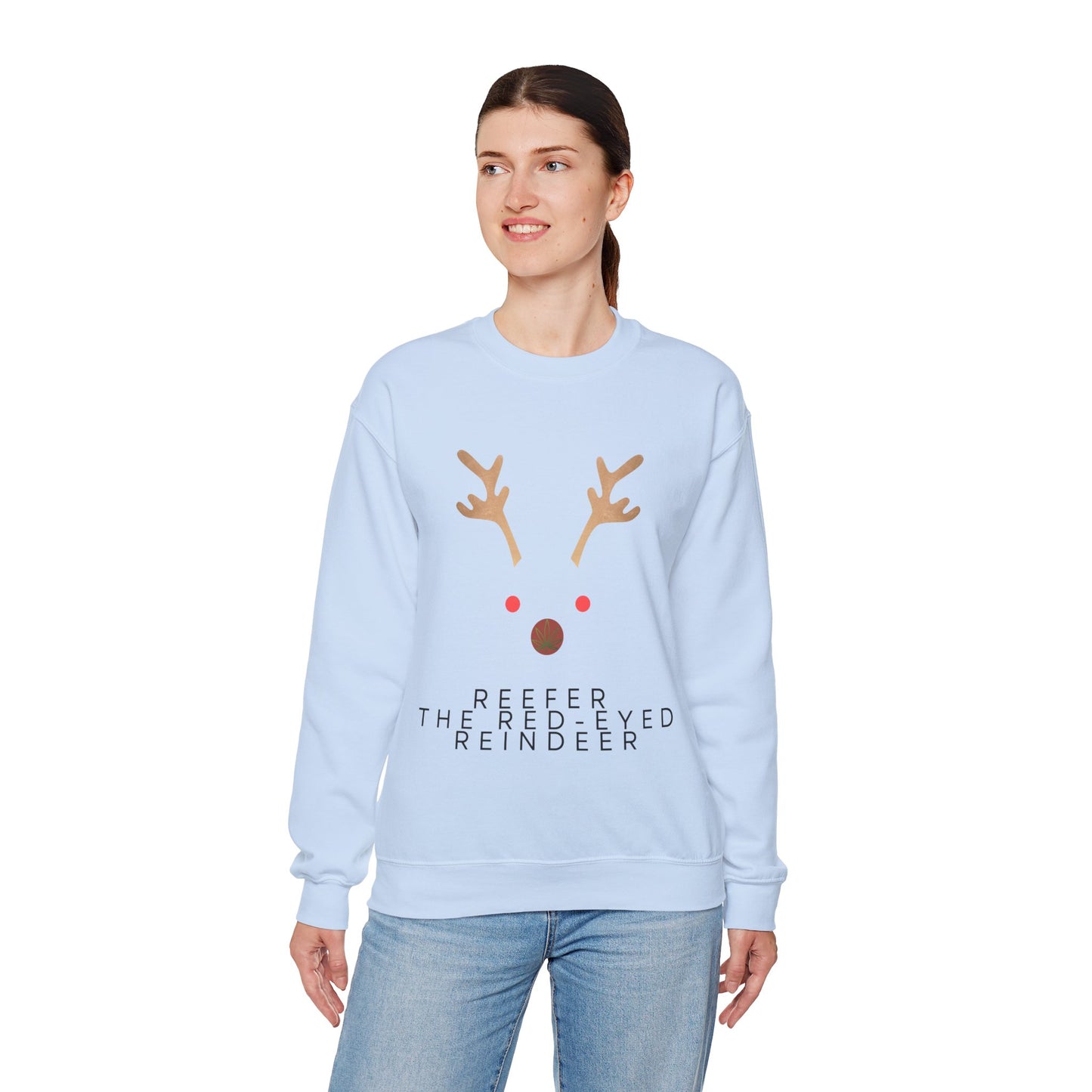 Red Eyed Reindeer Unisex Heavy Blend Crewneck Sweatshirt