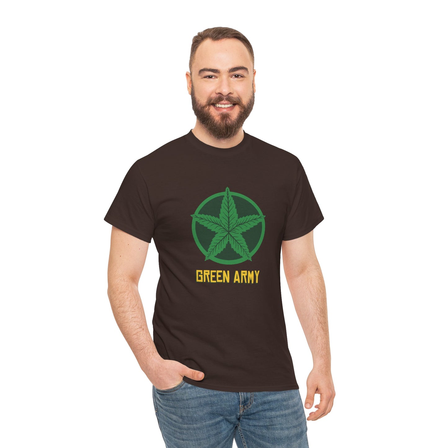 Green Army Star Logo Unisex Heavy Cotton Tee