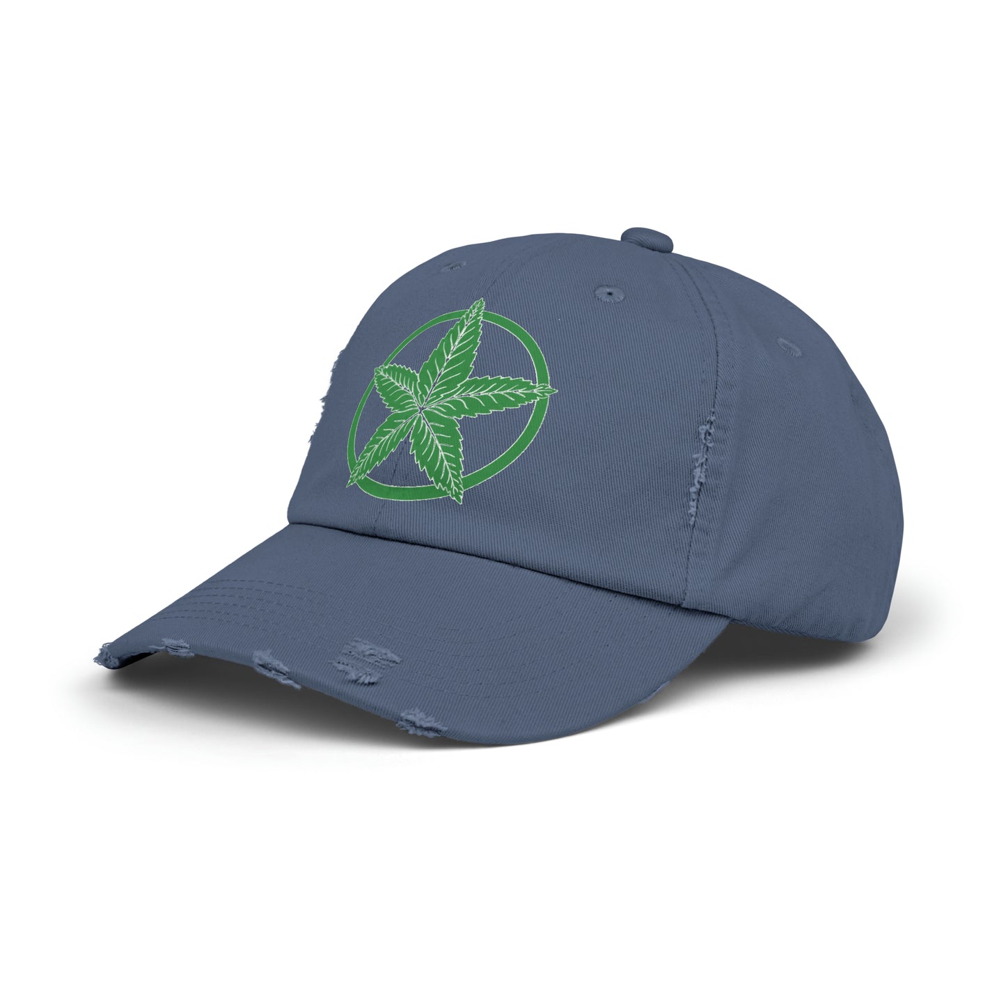 Green Army Leaf Unisex Distressed Cap