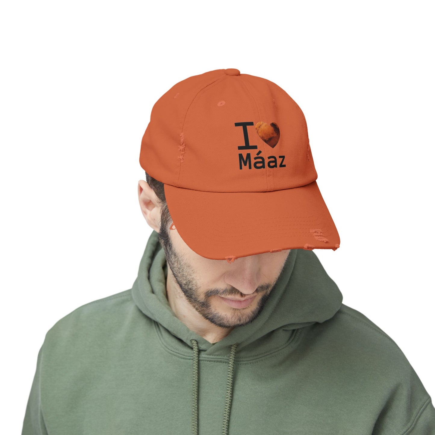 I Love Mars Unisex Distressed Cap