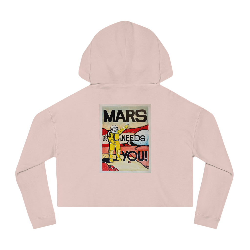 Mars Needs You Stylish Women’s Cropped Hooded Sweatshirt - 'Greetings From Maaz' & 'Mars Needs You' Design