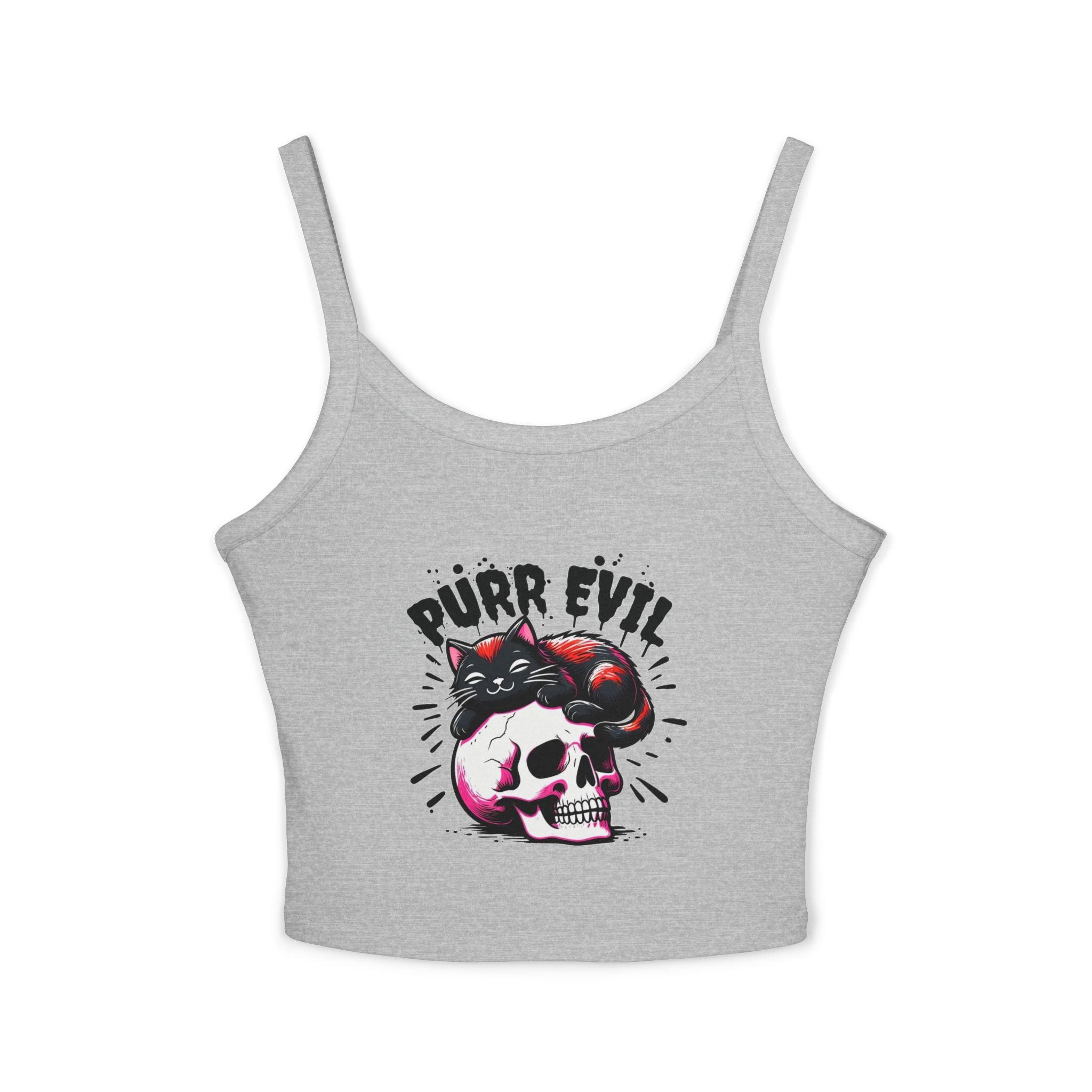 Purr Evil Cat Graphic Women's Spaghetti Strap Tank Top