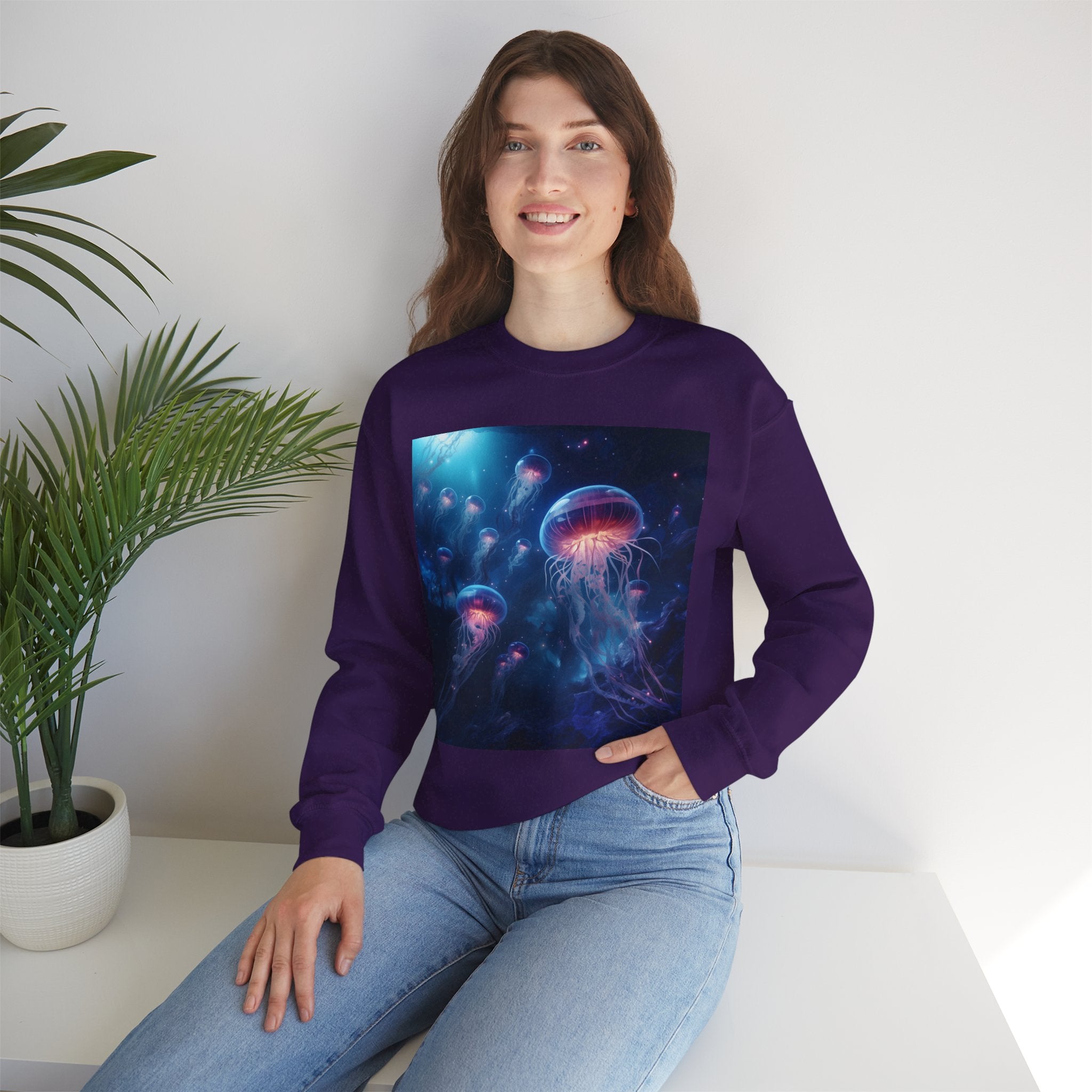 Jellyfish in Space Unisex Heavy Blend Crewneck Sweatshirt