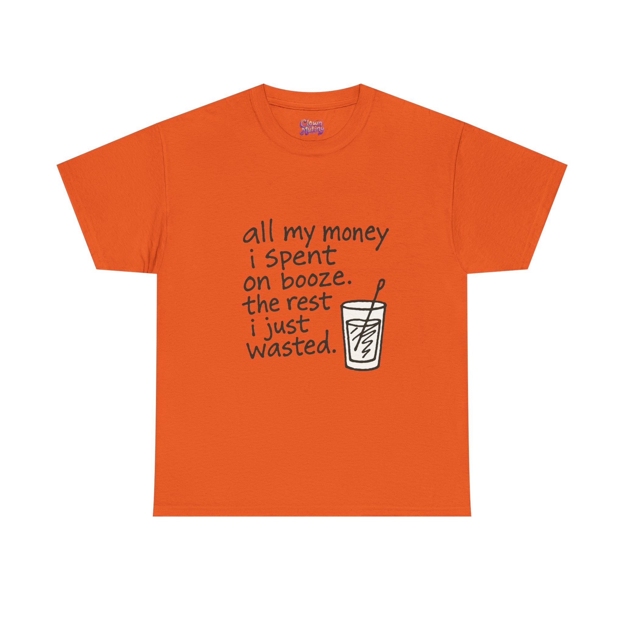 T-Shirt — "All My Money I Spent on Booze, The Rest I Just Wasted" Funny Drinking Tee
