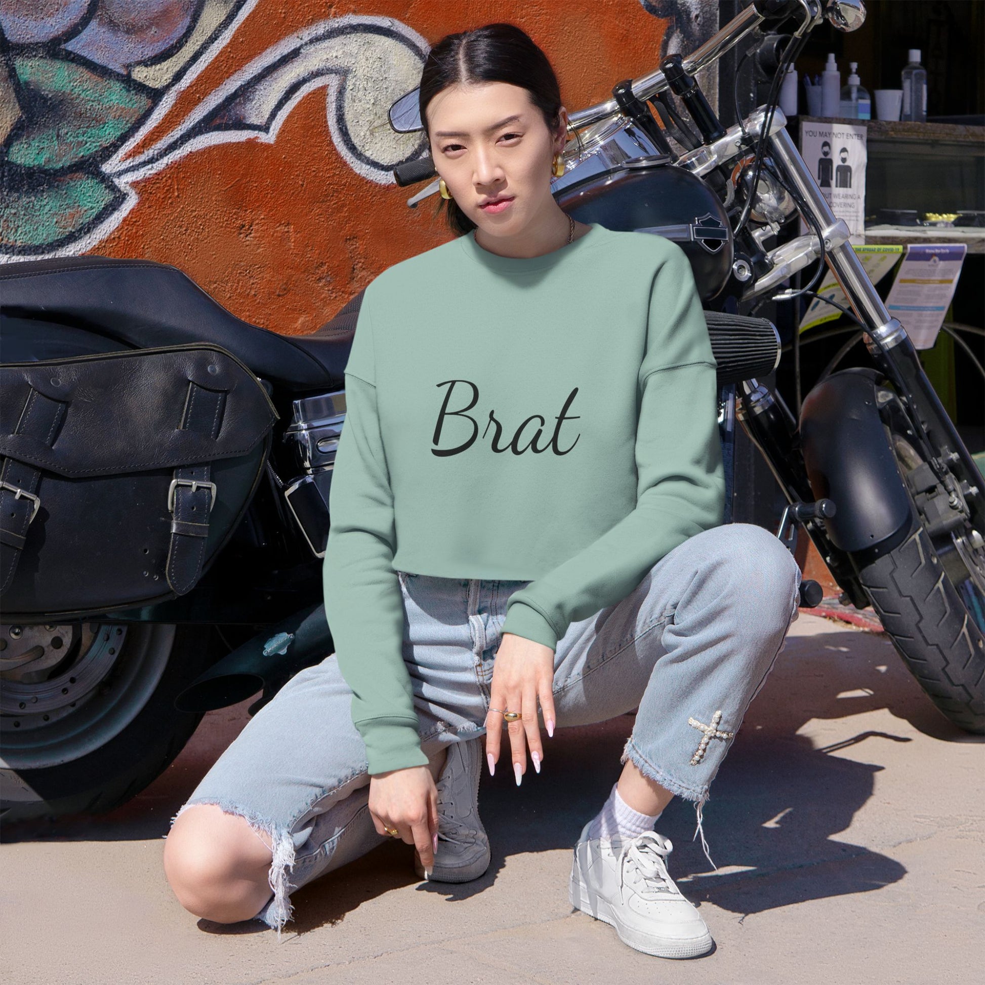 Brat Cropped Sweatshirt for Women - Trendy Casual Style