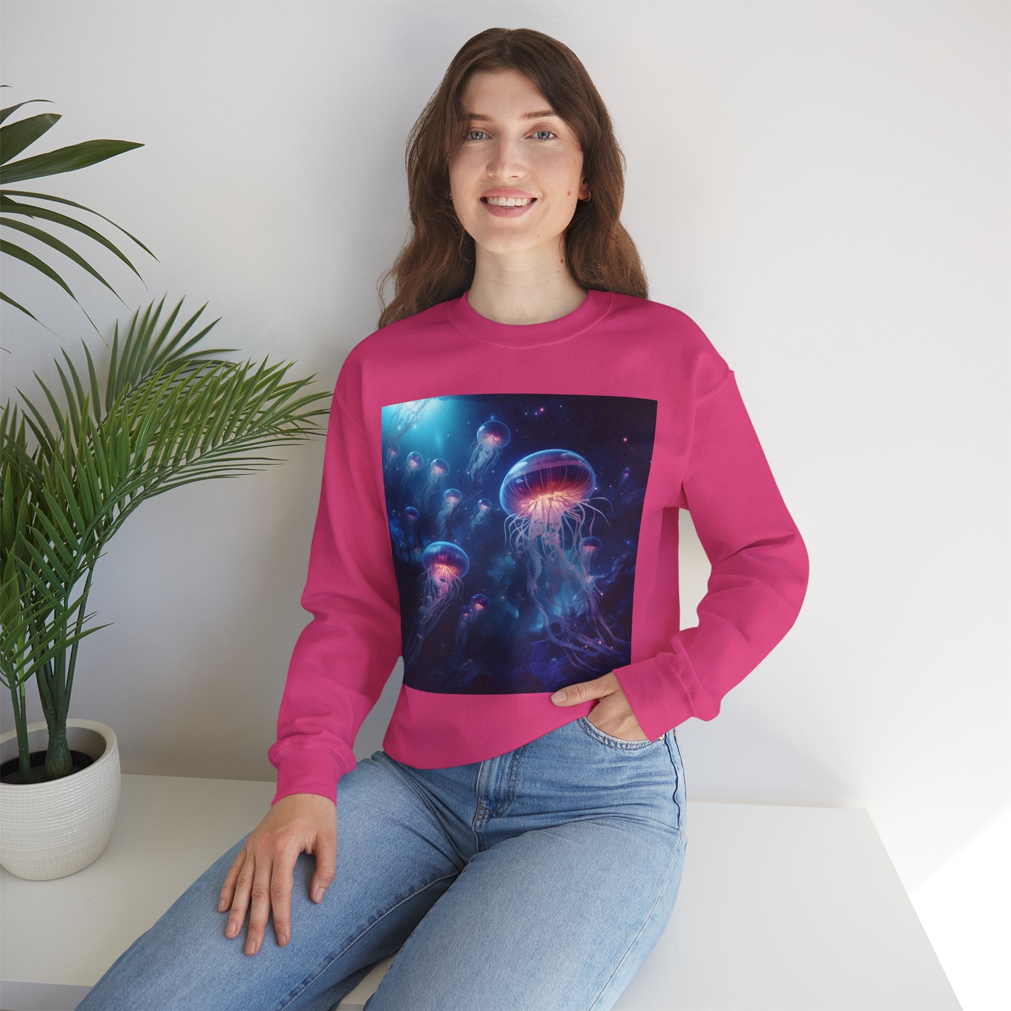 Jellyfish in Space Unisex Heavy Blend Crewneck Sweatshirt