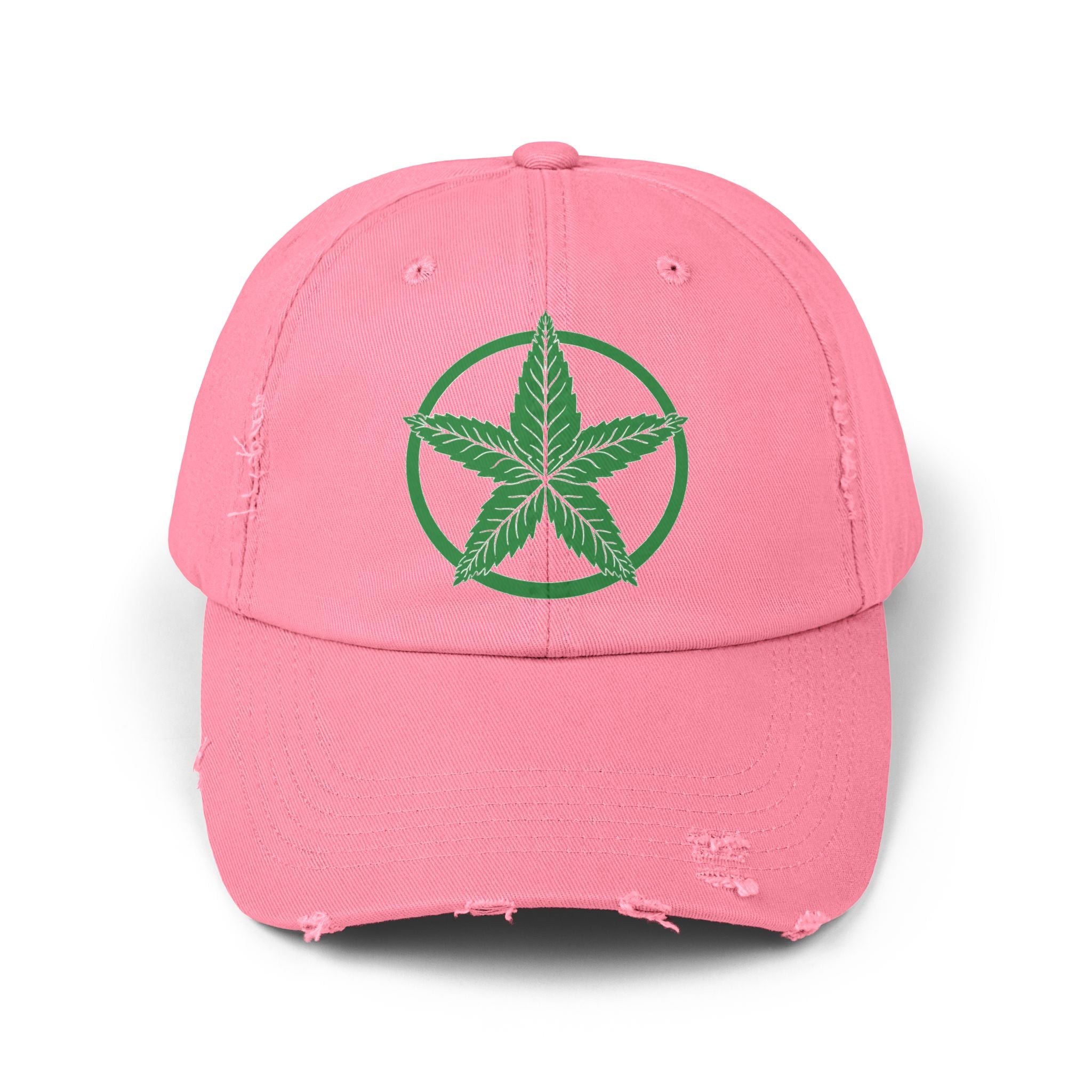 Green Army Leaf Unisex Distressed Cap