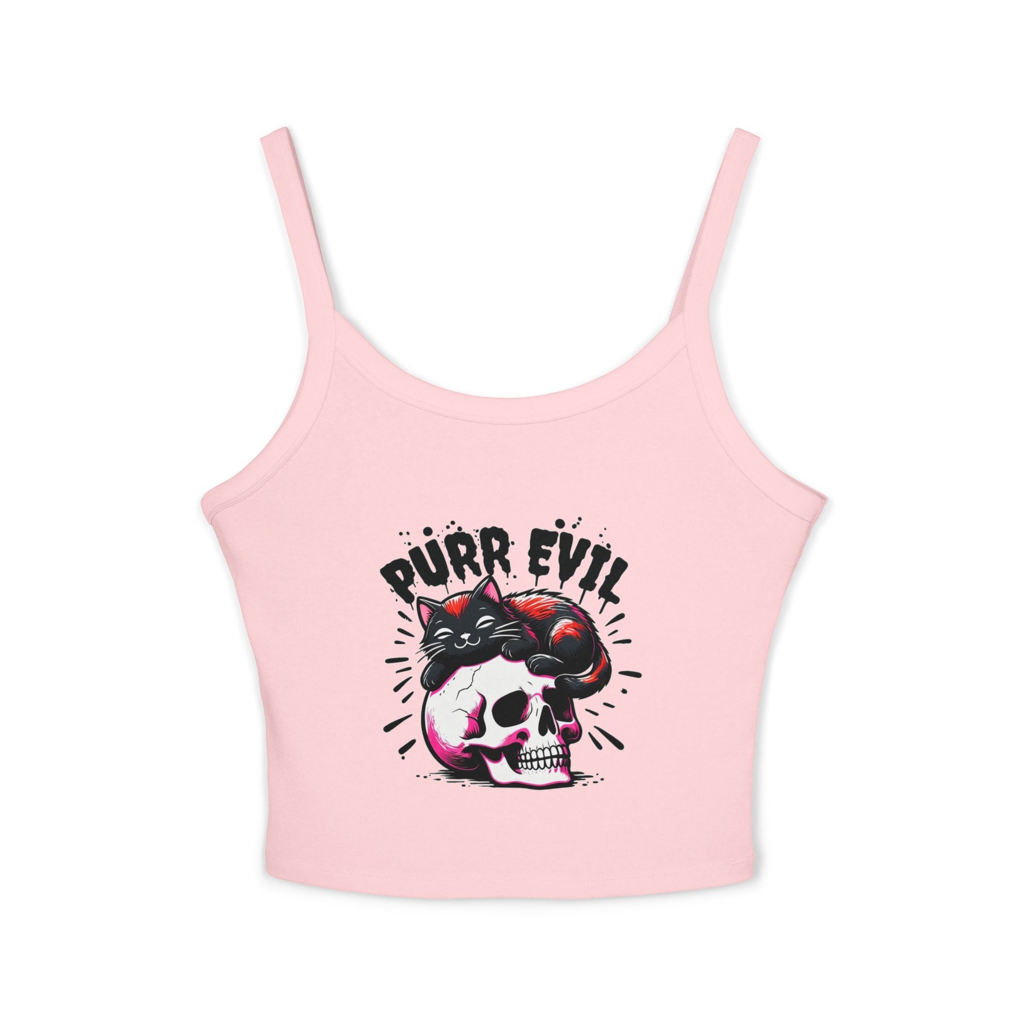 Purr Evil Cat Graphic Women's Spaghetti Strap Tank Top
