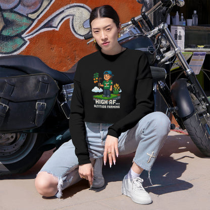 High AF Altitude Farming Women's Cropped Sweatshirt - Trendy Casual Wear for Eco-Conscious Lifestyle