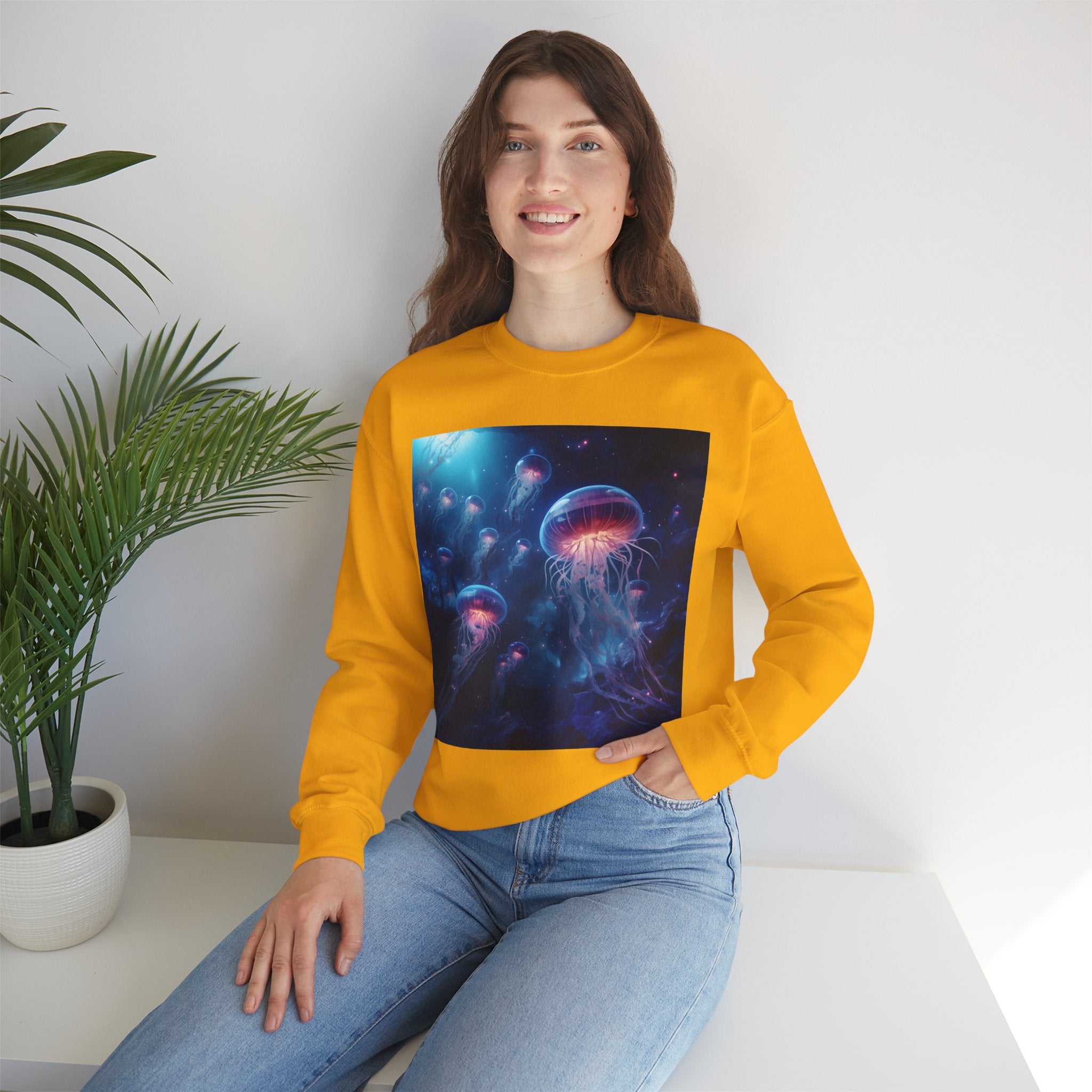 Jellyfish in Space Unisex Heavy Blend Crewneck Sweatshirt
