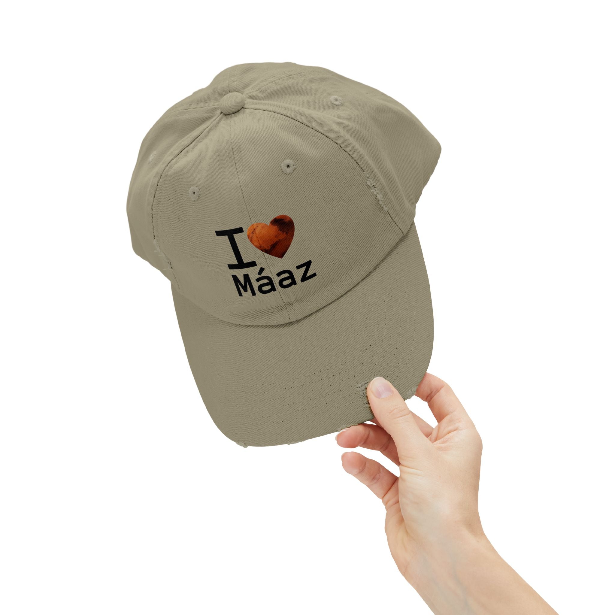 I Love Mars Unisex Distressed Cap