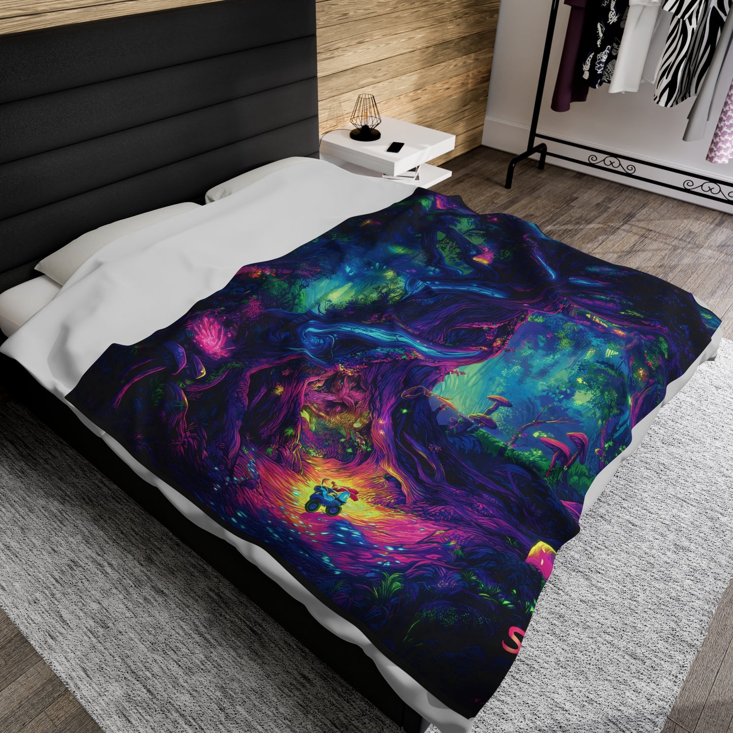 Psychedelic Trees Velveteen Plush Blanket