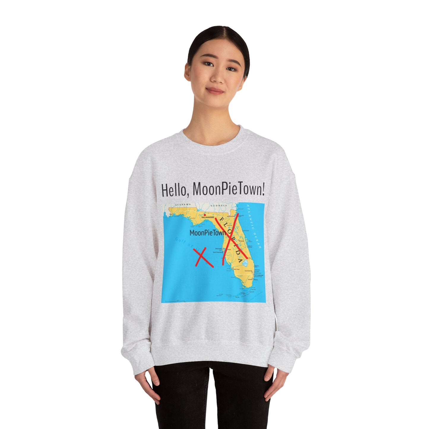 Hello MoonPieTown! Unisex Crewneck Sweatshirt - Cozy Casual Wear for Travel Lovers