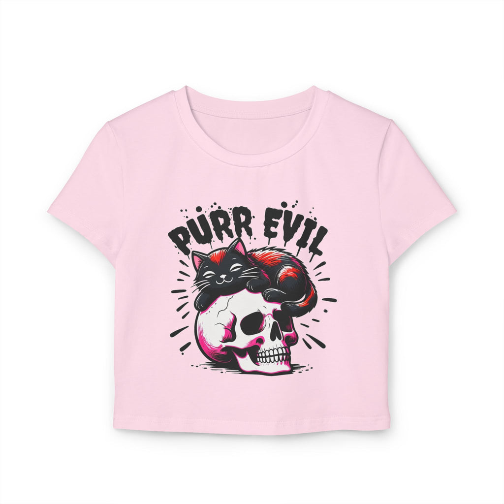 Purr Evil Women's Baby Tee - Cute Cat Graphic Tee