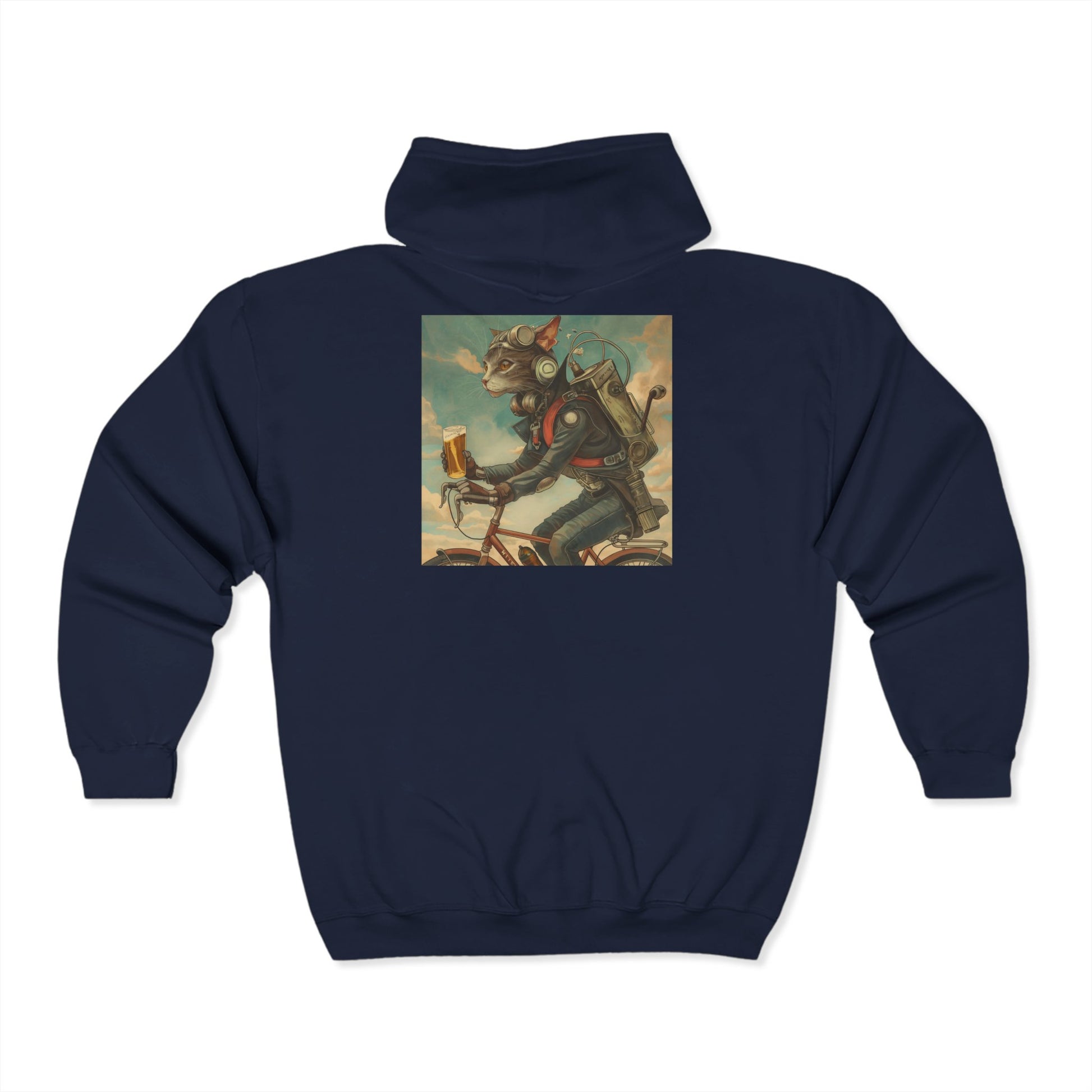 Cat Robot Bike Unisex Heavy Blend Full Zip Hooded Sweatshirt