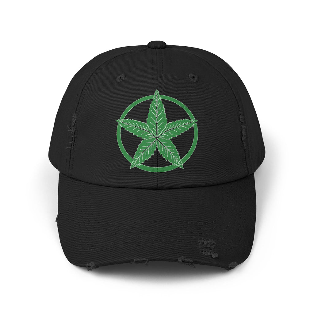 Green Army Leaf Unisex Distressed Cap