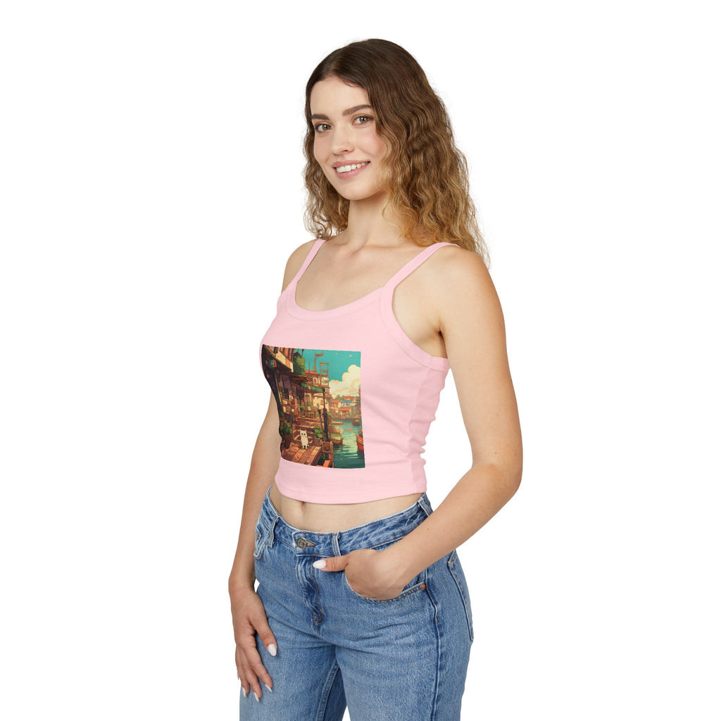 Studio Ghibli Style Cat Women's Spaghetti Strap Tank Top