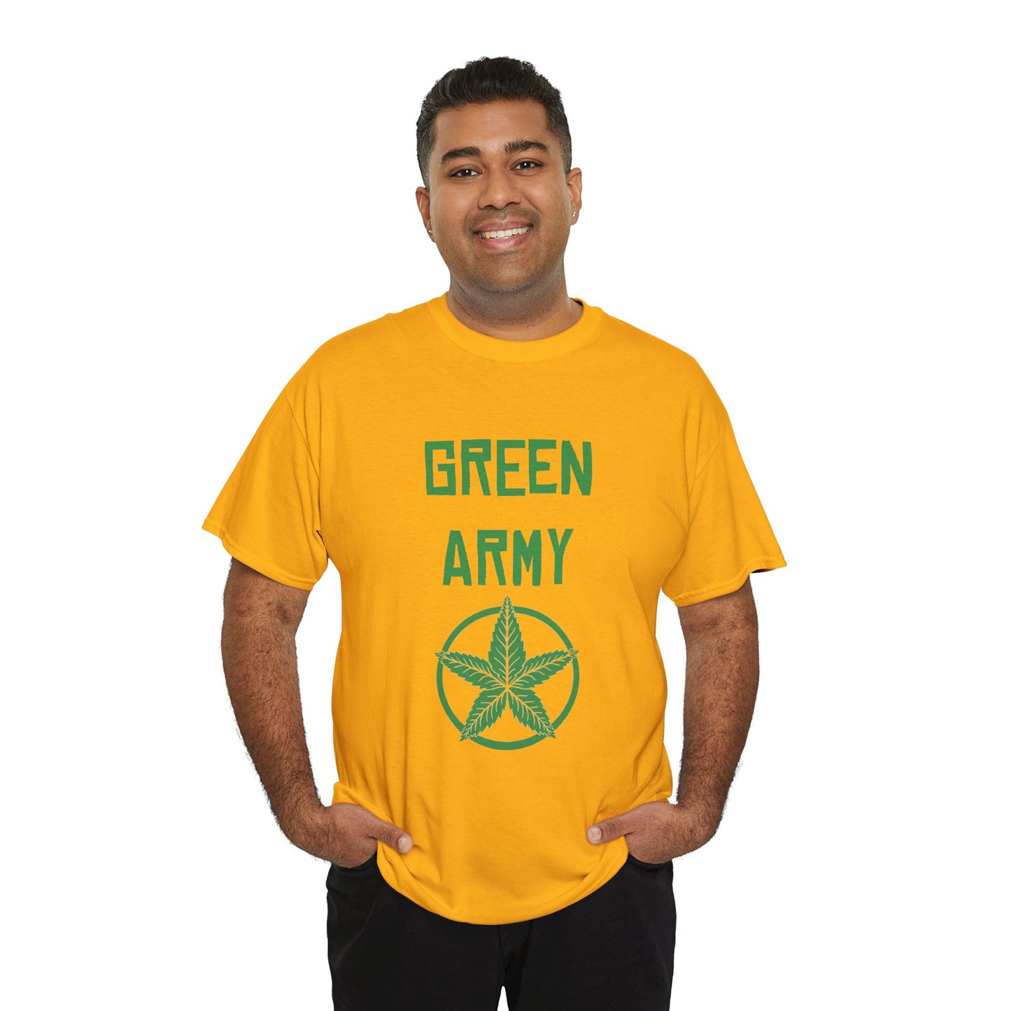 Green Army Star Leaf Unisex Heavy Cotton Tee