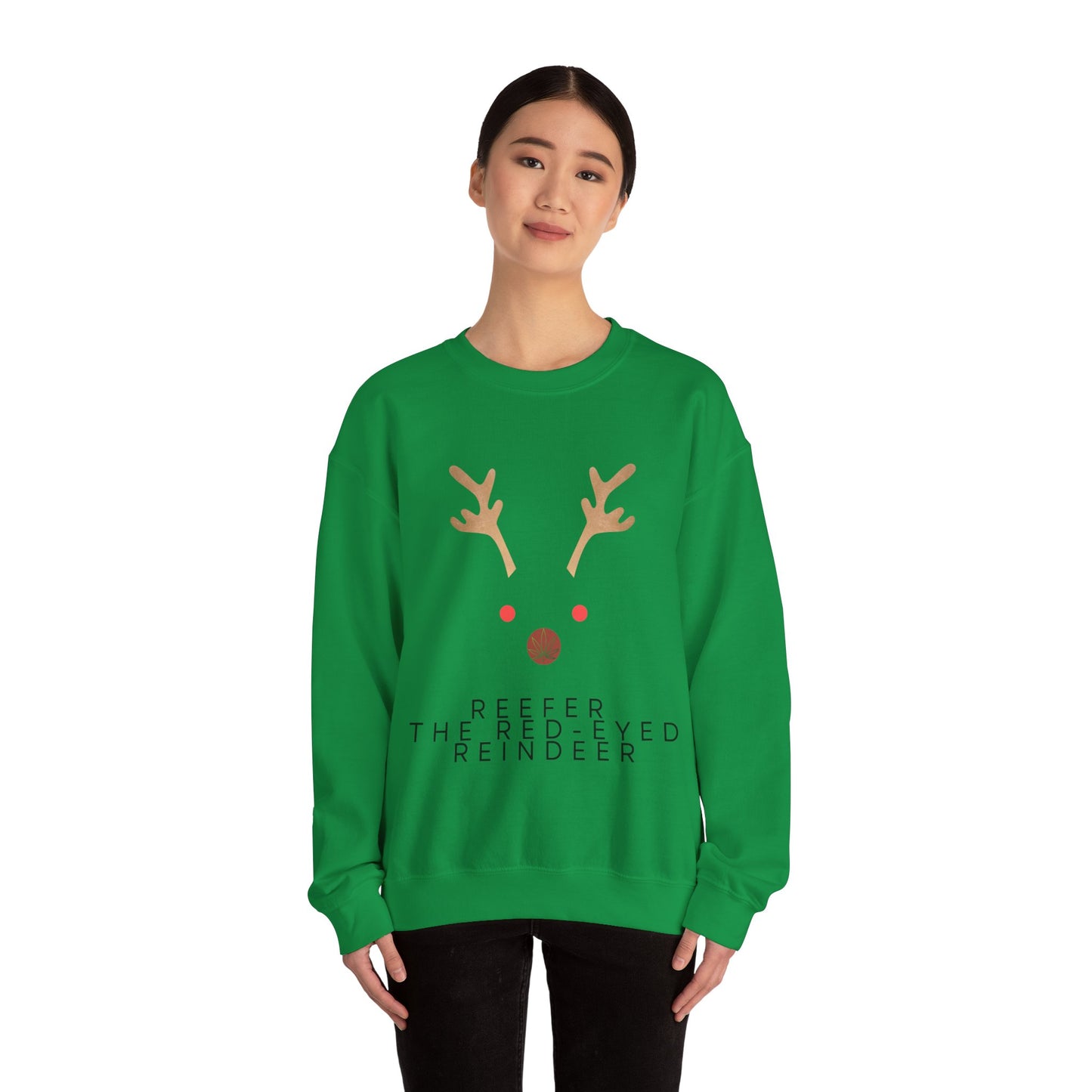 Red Eyed Reindeer Unisex Heavy Blend Crewneck Sweatshirt