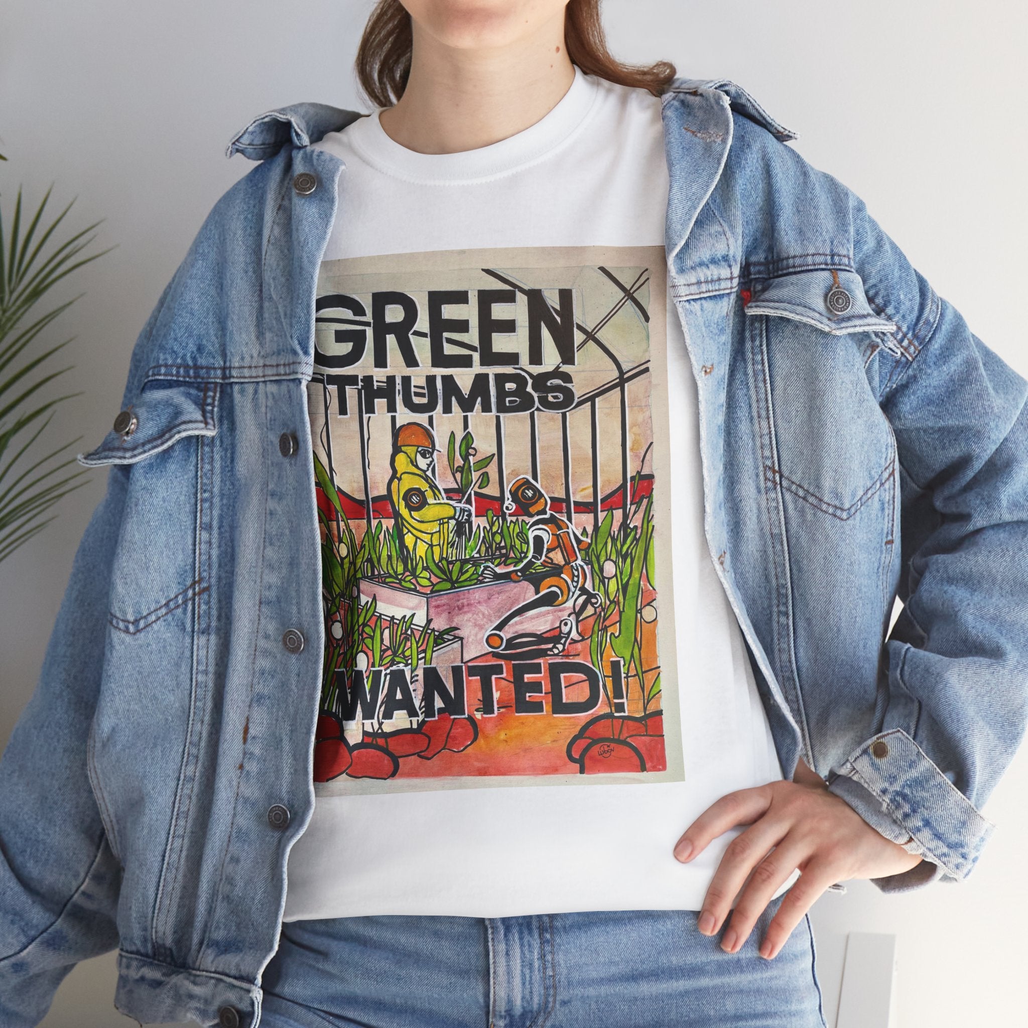 Martian Green Thumbs Unisex Heavy Cotton Tee