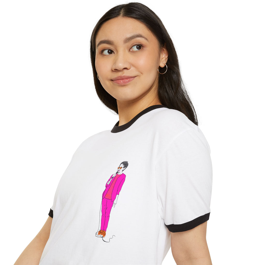 Draw and Guffaw Loren K Little Old Lesbian Unisex Cotton Ringer T-Shirt