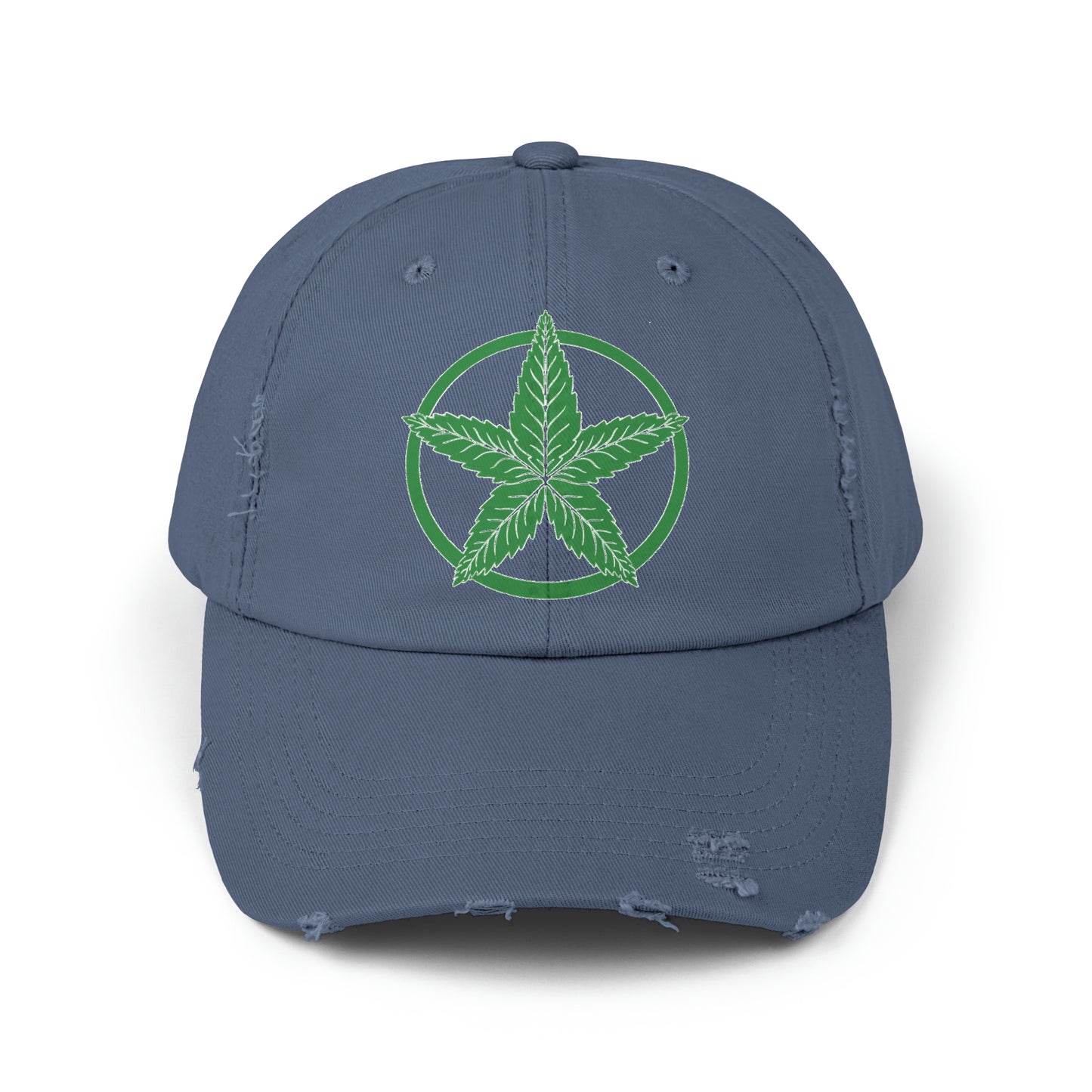 Green Army Leaf Unisex Distressed Cap