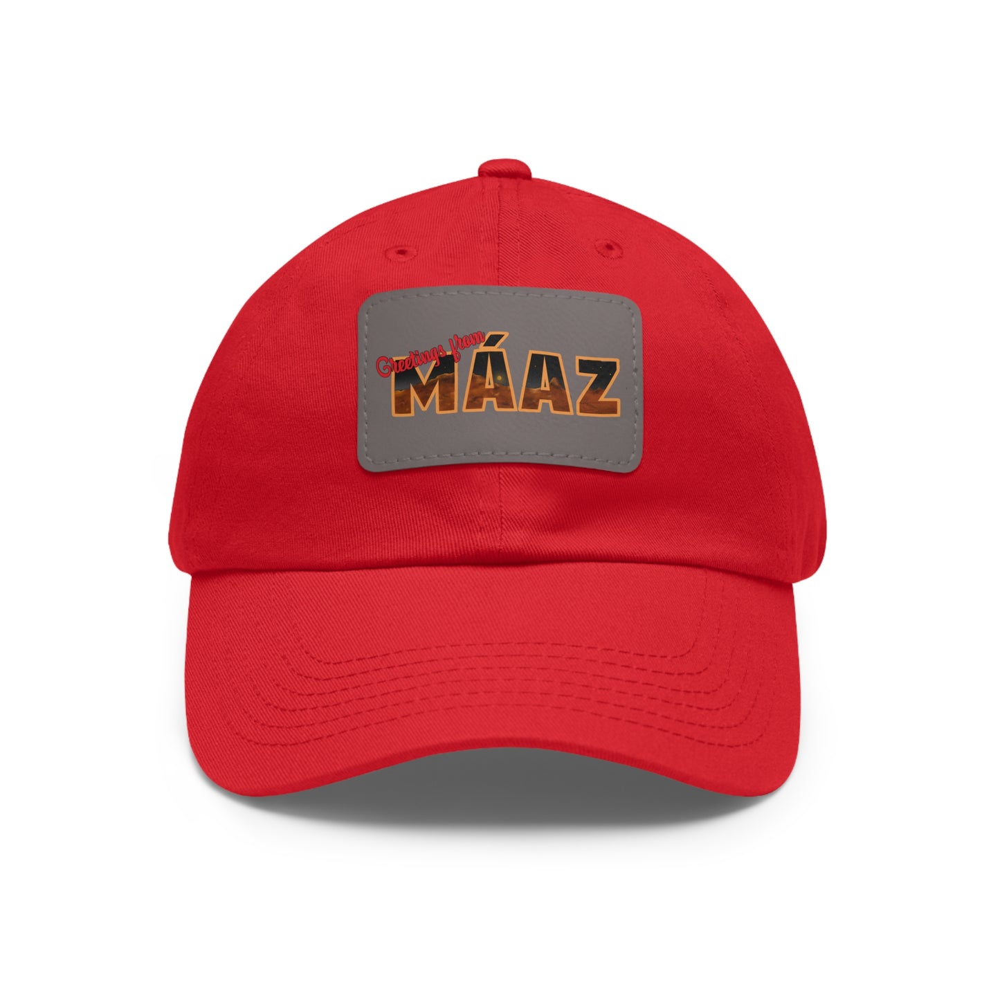 Greetings from Máaz Dad Hat with Leather Patch (Rectangle)