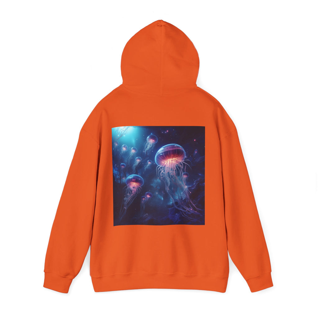 Jellyfish in Space Back Unisex Heavy Blend Hooded Sweatshirt