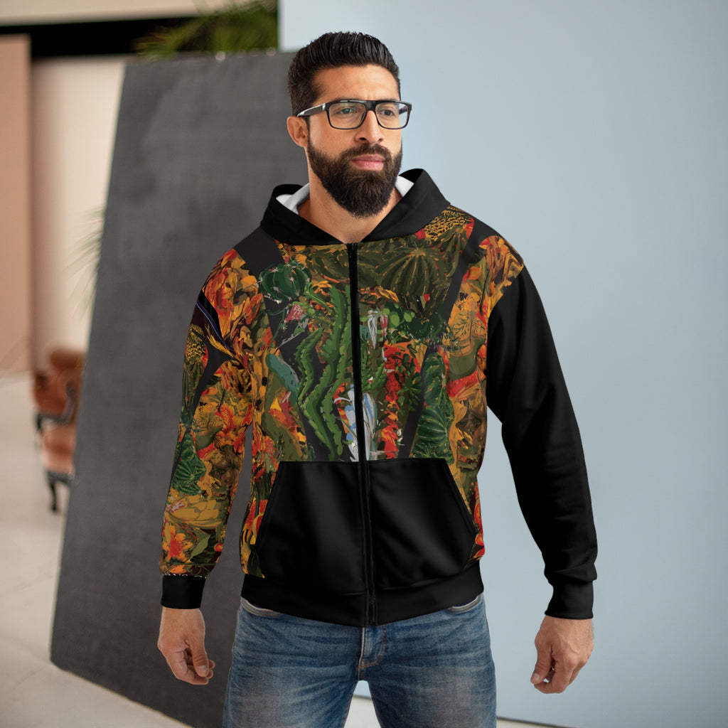 Vellochord Sideways Garden Unisex Zip Hoodie (AOP)