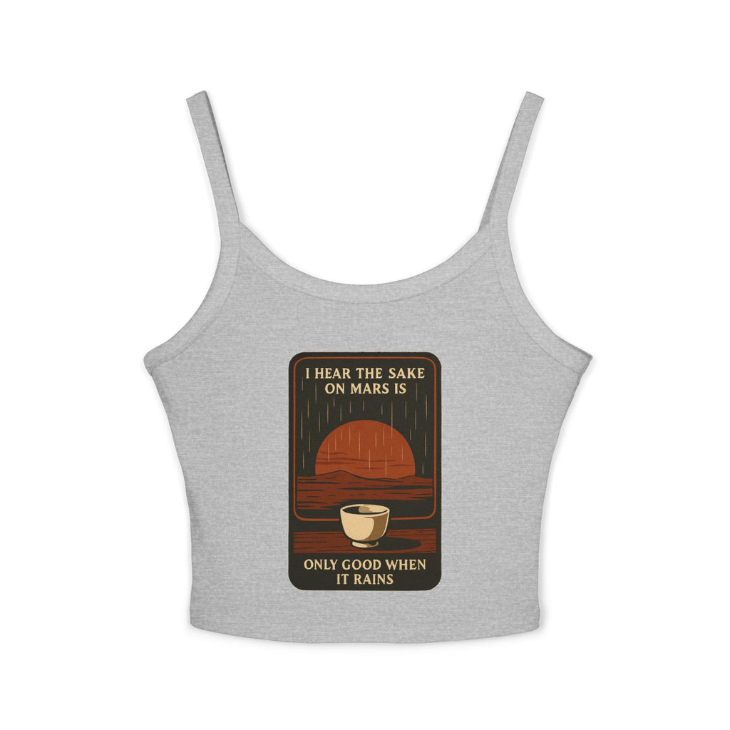 Sake on Mars Crop Tank — Retro Tea Cup Graphic