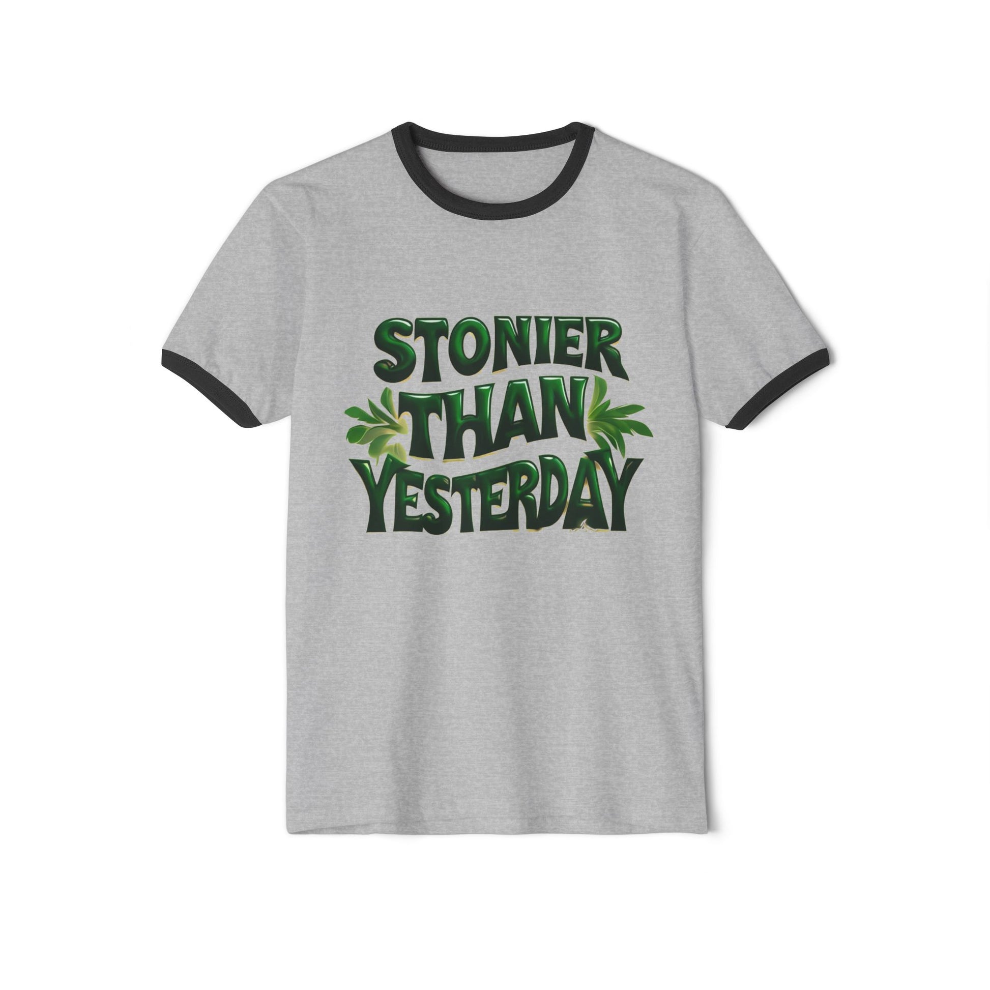 Stoner Vibes Unisex Cotton Ringer T-Shirt - 'Stonier Than Yesterday' Graphic Tee