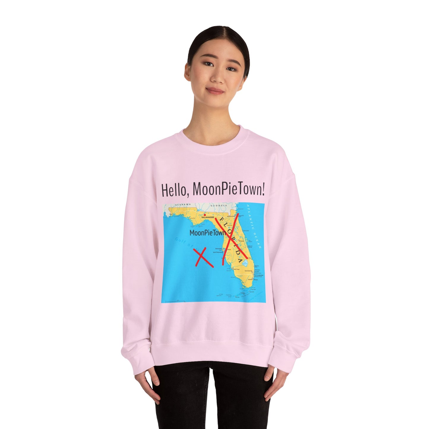 Hello MoonPieTown! Unisex Crewneck Sweatshirt - Cozy Casual Wear for Travel Lovers