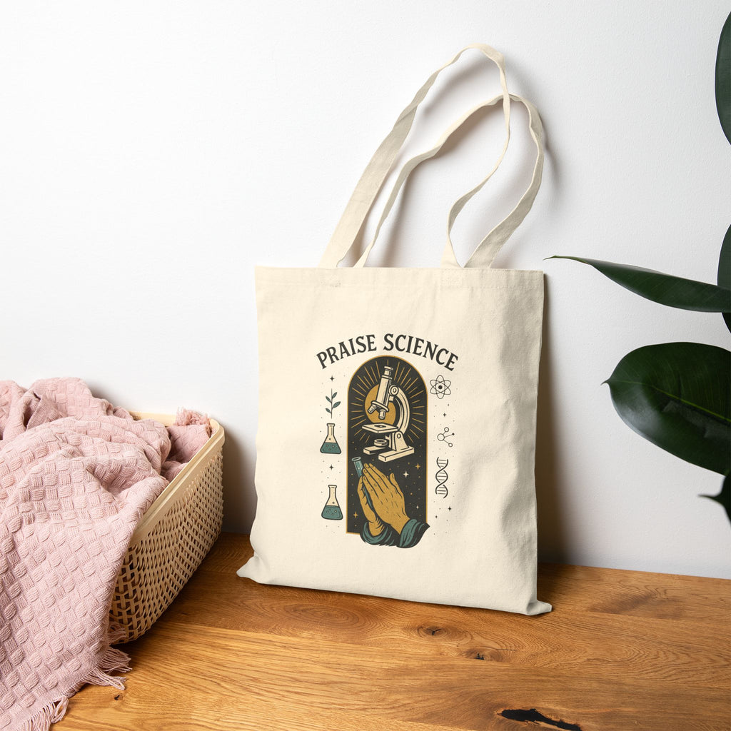 Praise Science Cotton Canvas Tote Bag – Eco-Friendly Tote for Scientists and Nature Lovers