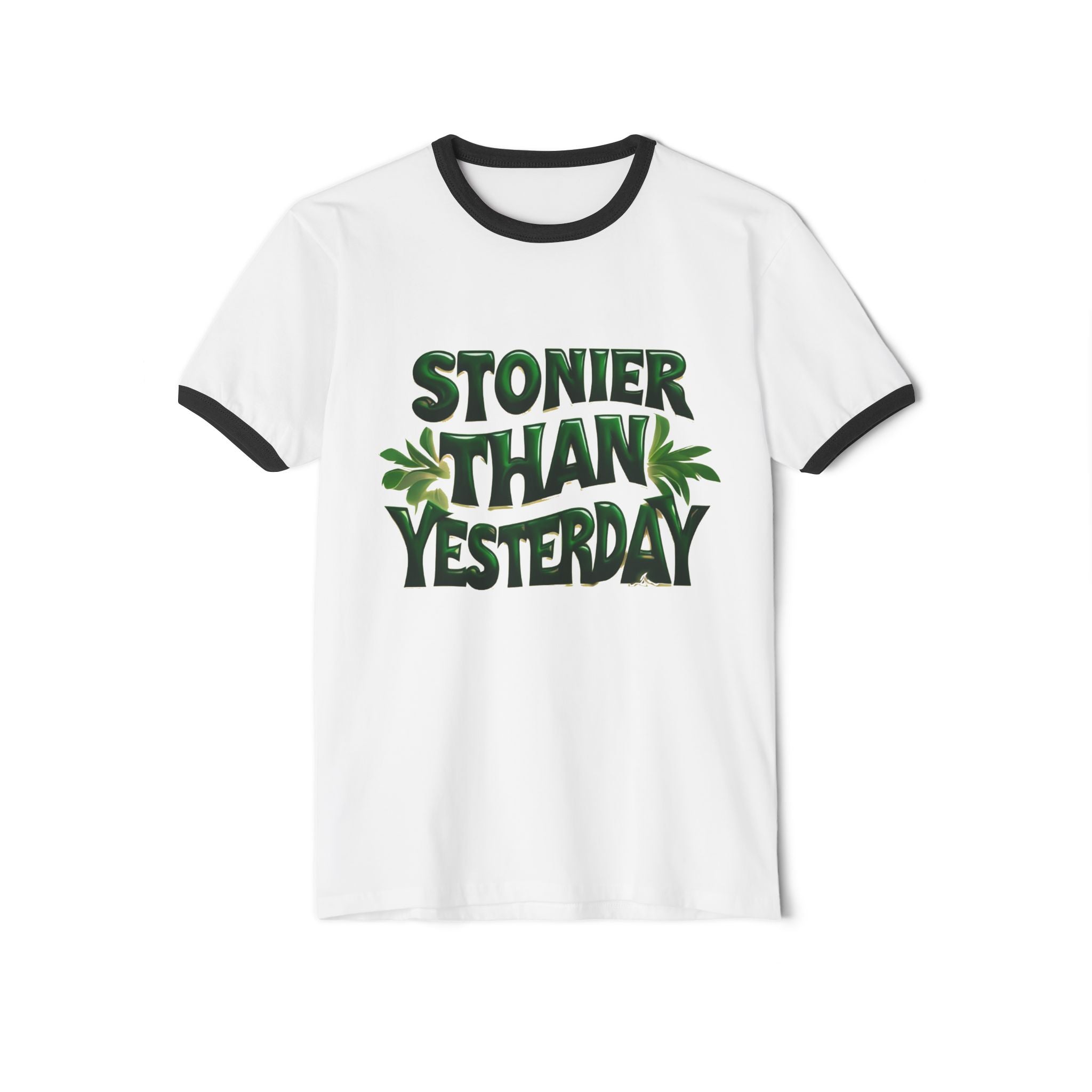 Stoner Vibes Unisex Cotton Ringer T-Shirt - 'Stonier Than Yesterday' Graphic Tee