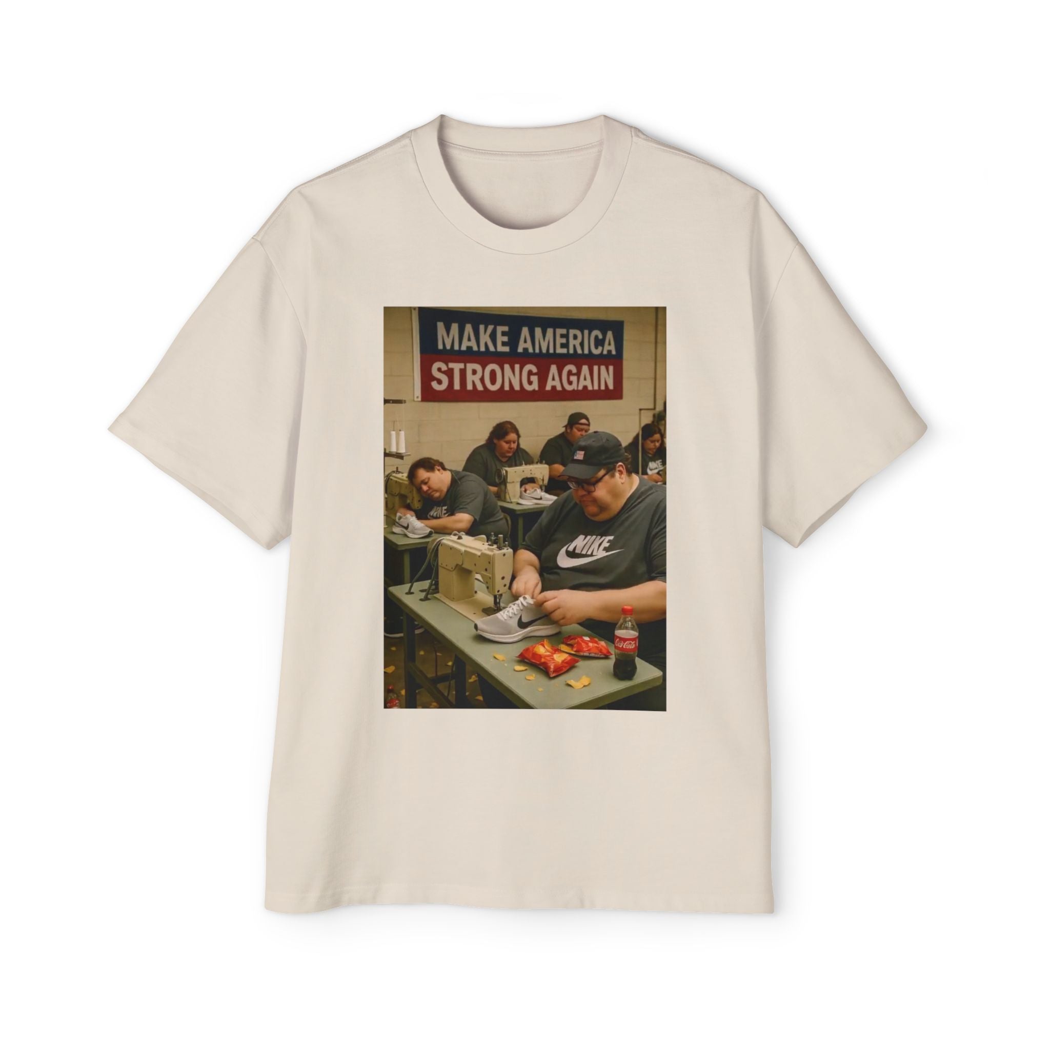 Men's Heavy Oversized Tee - Vintage Style Make America Strong Again Graphic