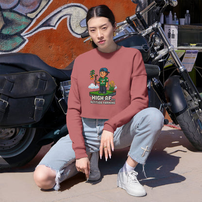 High AF Altitude Farming Women's Cropped Sweatshirt - Trendy Casual Wear for Eco-Conscious Lifestyle