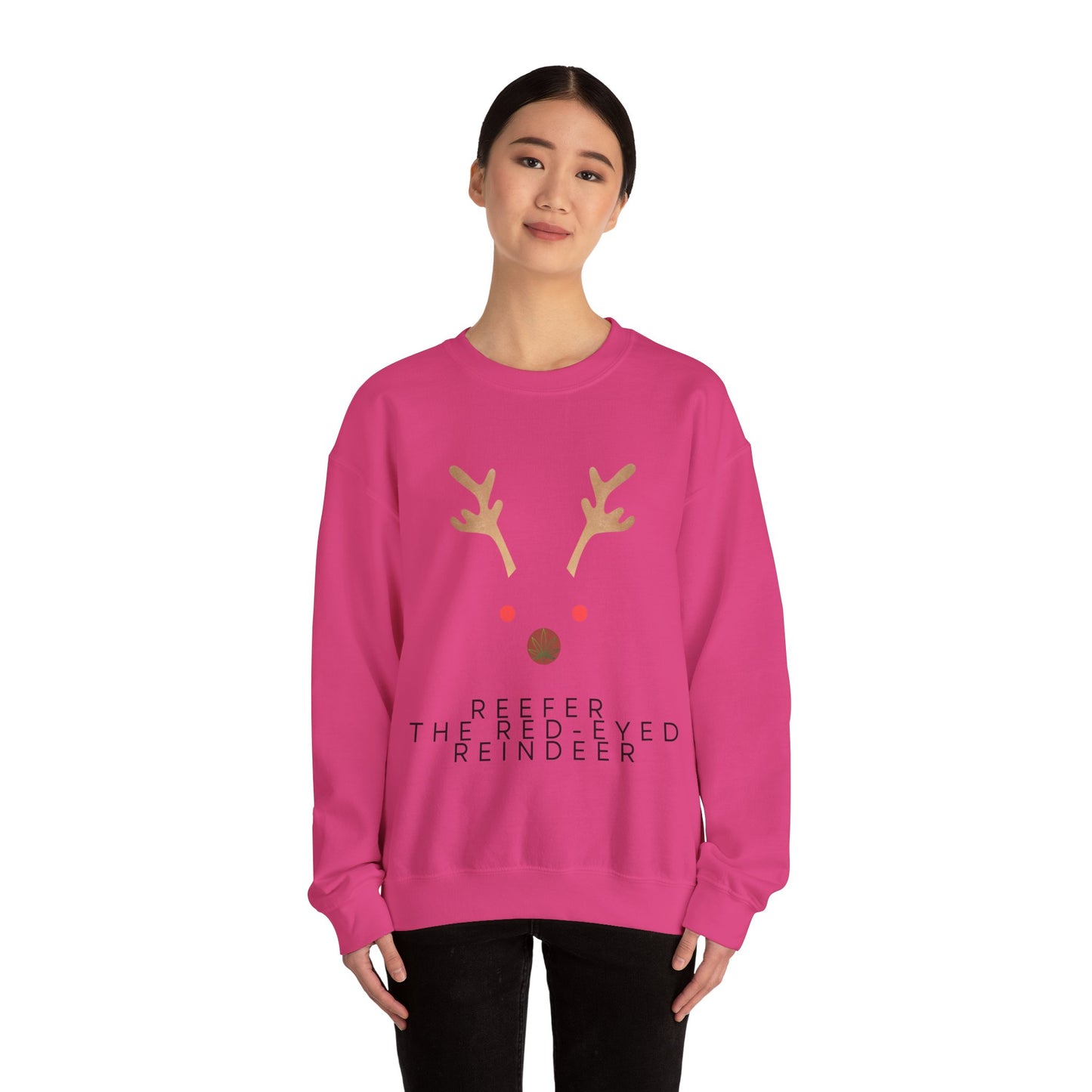 Red Eyed Reindeer Unisex Heavy Blend Crewneck Sweatshirt