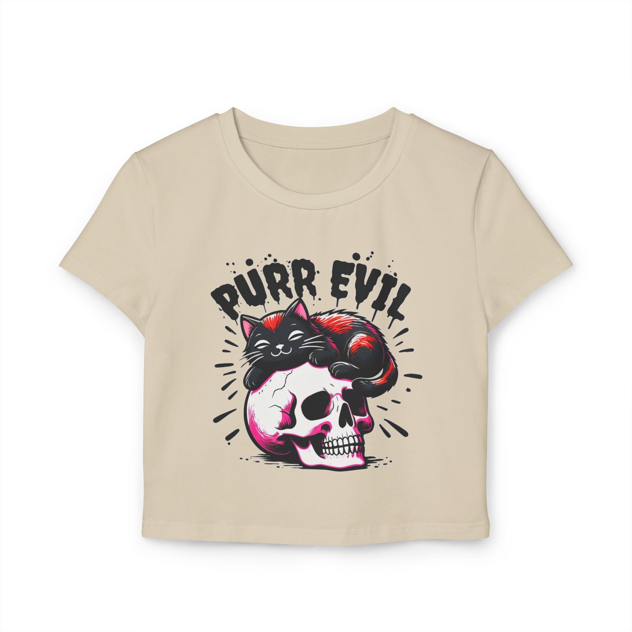 Purr Evil Women's Baby Tee - Cute Cat Graphic Tee