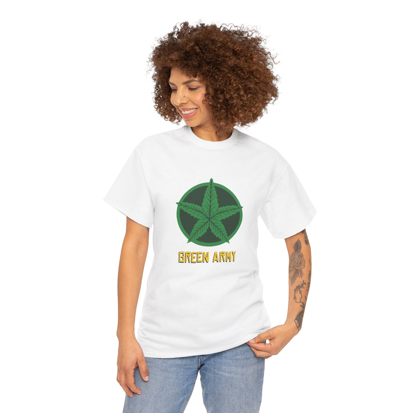 Green Army Star Logo Unisex Heavy Cotton Tee