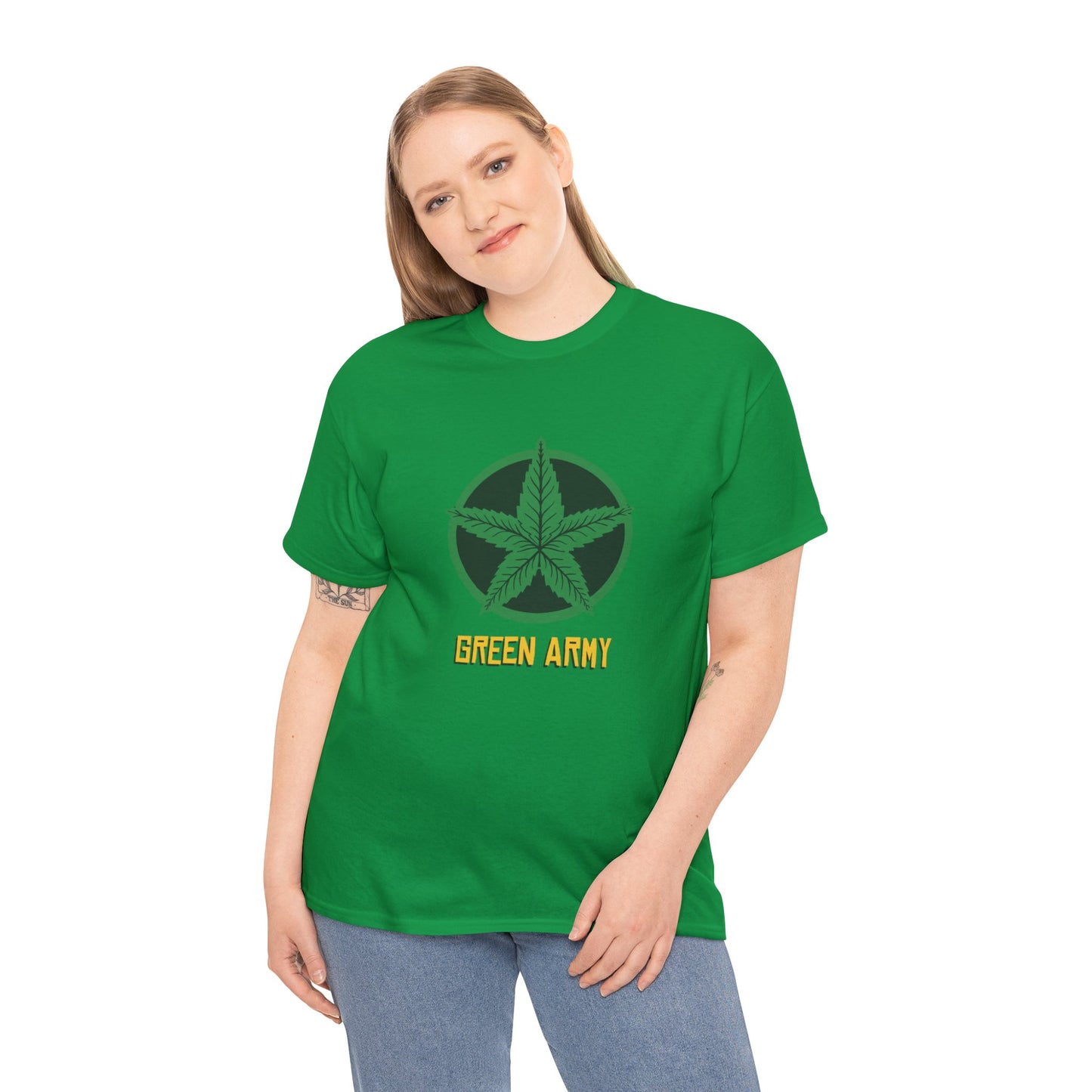 Green Army Star Logo Unisex Heavy Cotton Tee