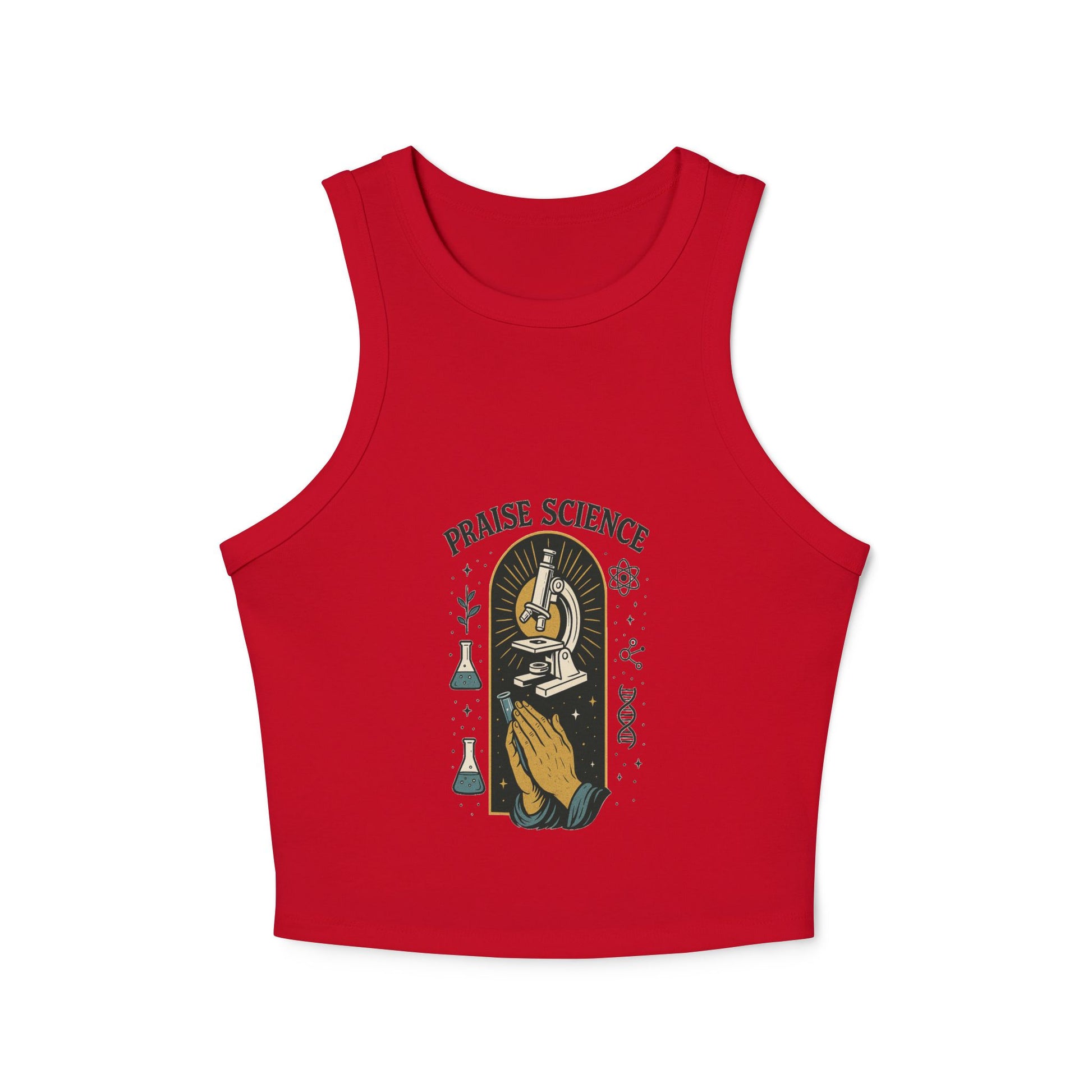 Praise Science Women's Micro Rib Racer Tank Top - Cute Casual Science Tee for STEM Lovers
