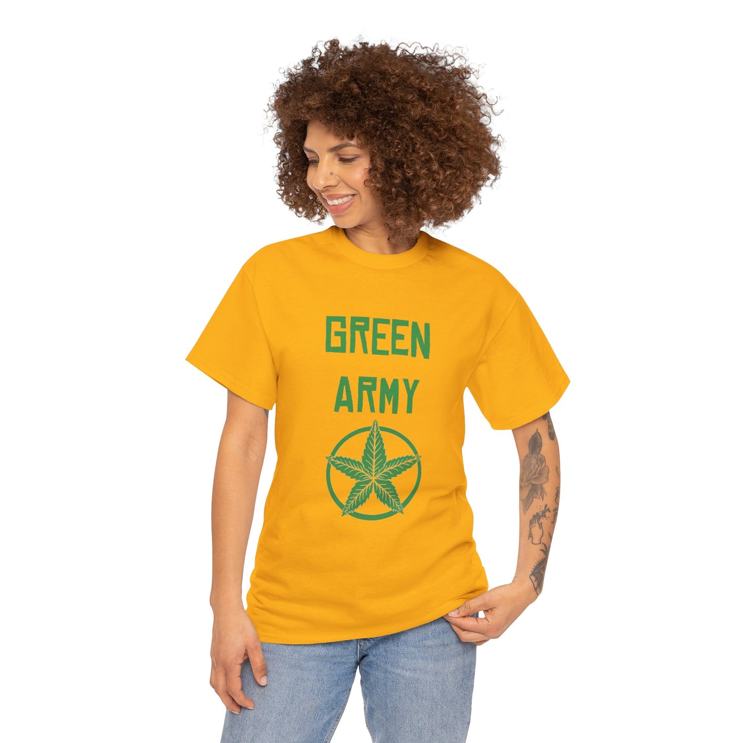 Green Army Star Leaf Unisex Heavy Cotton Tee